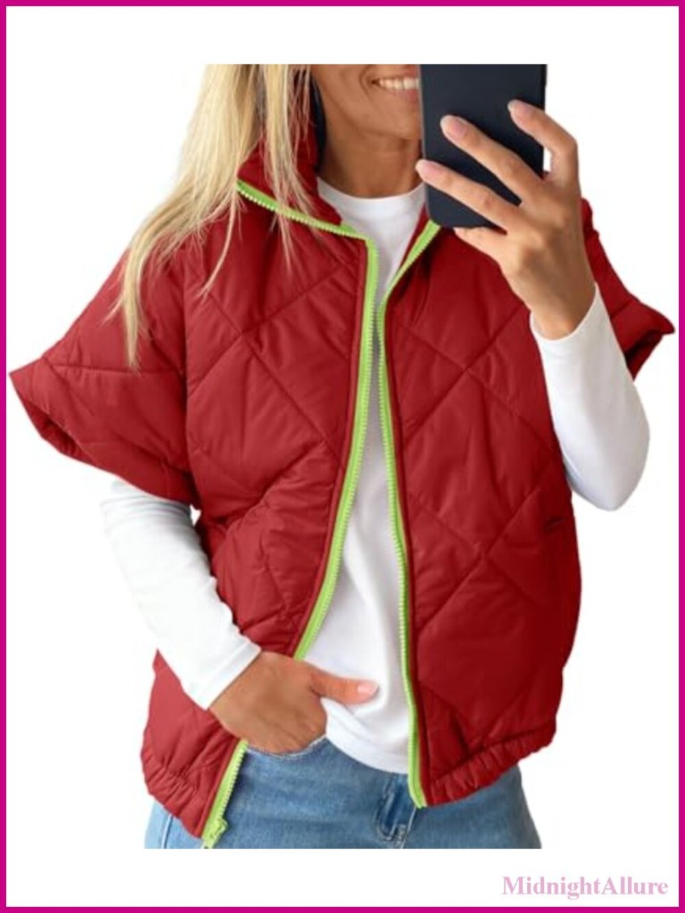 Tankaneo Women's Lightweight Quilted Puffer Vest Zip Up Sleeveless Oversized